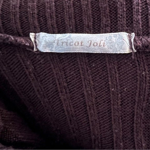VINTAGE Tricot Joli Knit Turtleneck Sweater in Brown Size S - Picture 4 of 4
